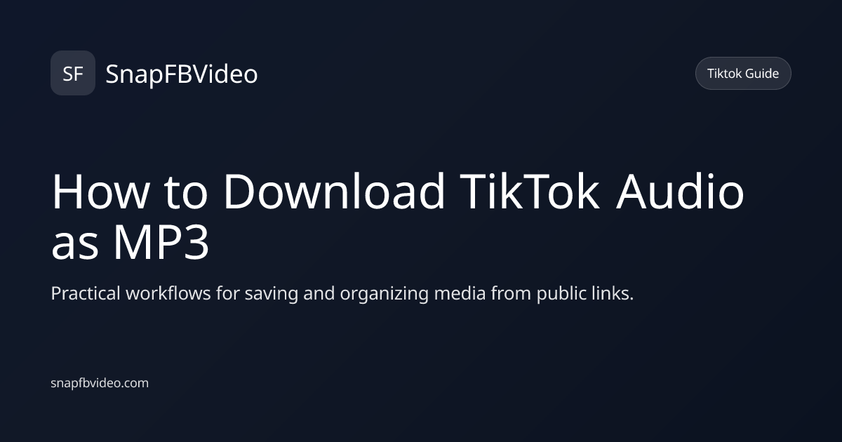 How to Download TikTok Audio as MP3